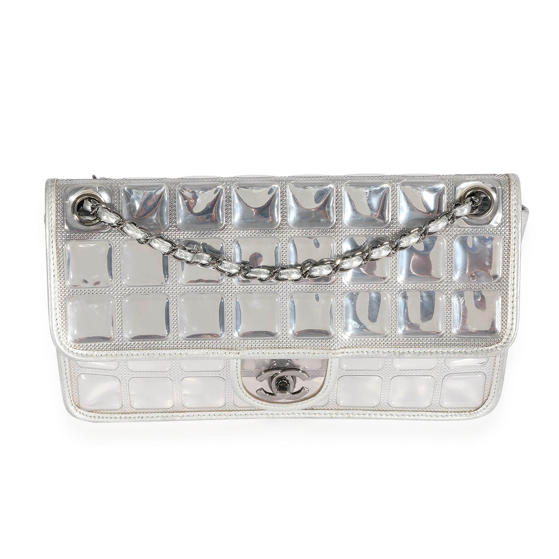 Chanel Silver PVC Leather Ice Cube Flap Bag