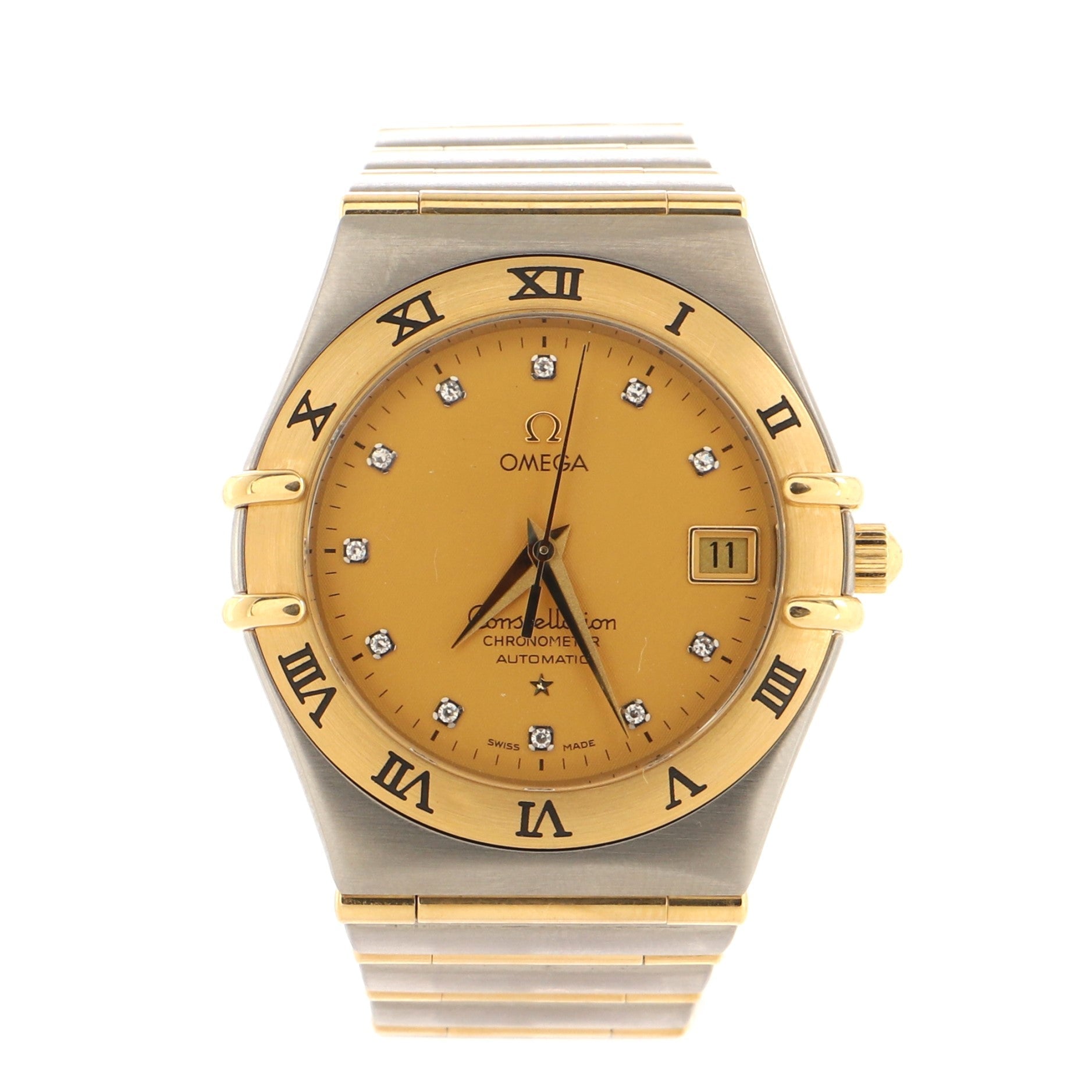 Omega Constellation 95 Chronometer Automatic Watch Stainless Steel and Yellow Gold with Diamond Markers 35