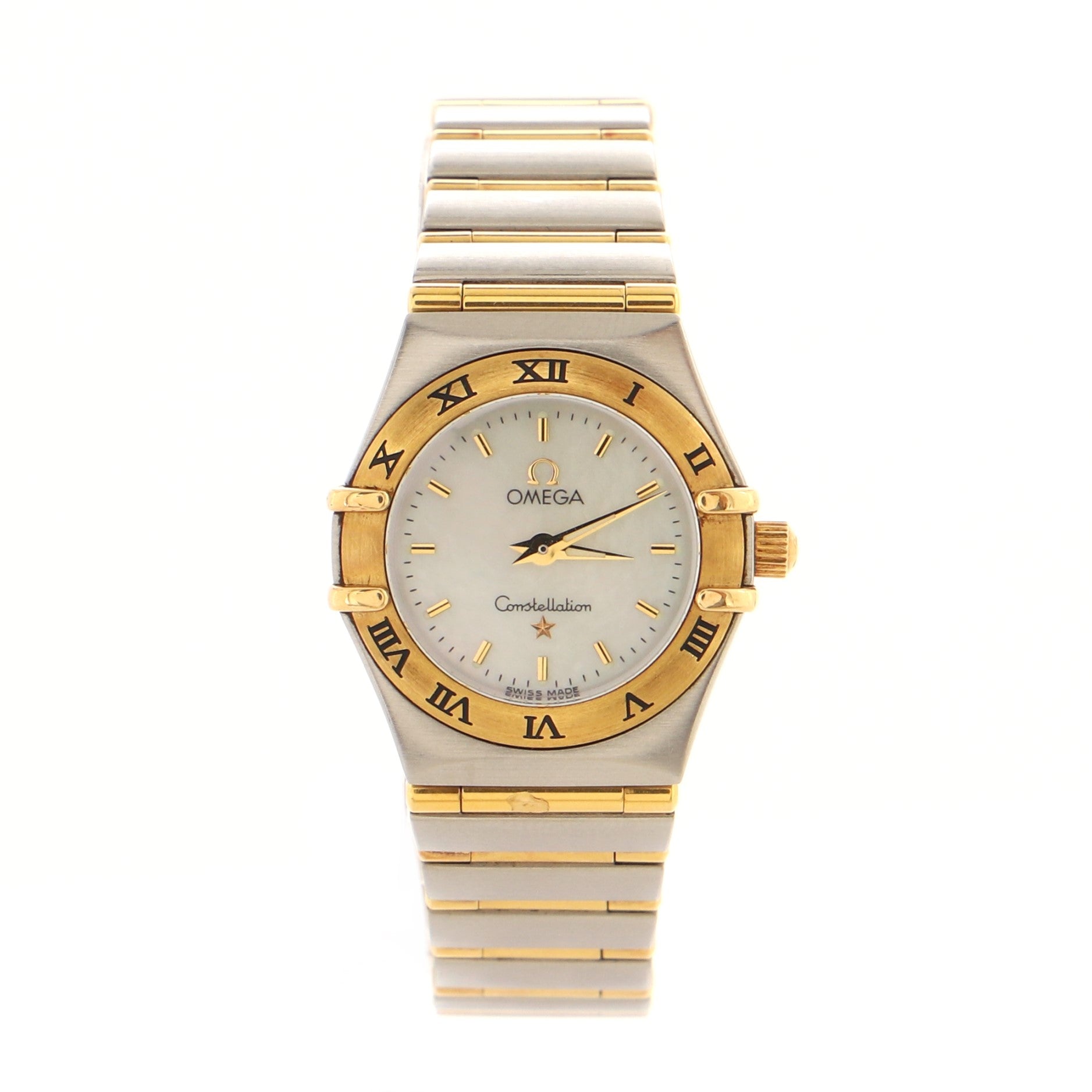 Omega Constellation Quartz Watch Stainless Steel and Yellow Gold with Mother of Pearl 22
