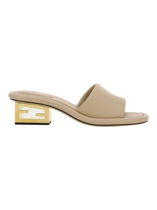 Fendi FF Baguette Motif Nappa Leather Sandals Beige