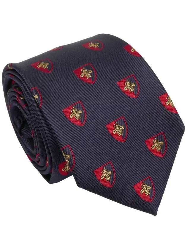Gucci Bee Logo Silk Tie Navy
