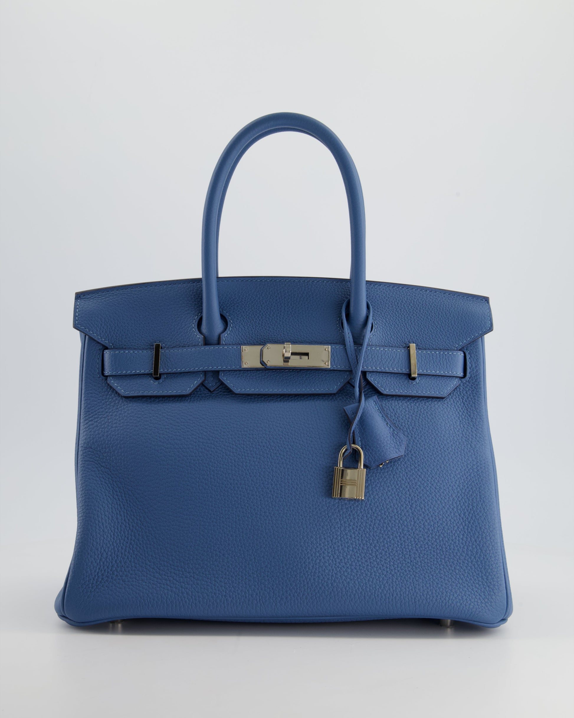 Hermes Birkin Bag 30cm in Bleu Azur Togo Leather and Palladium Hardware