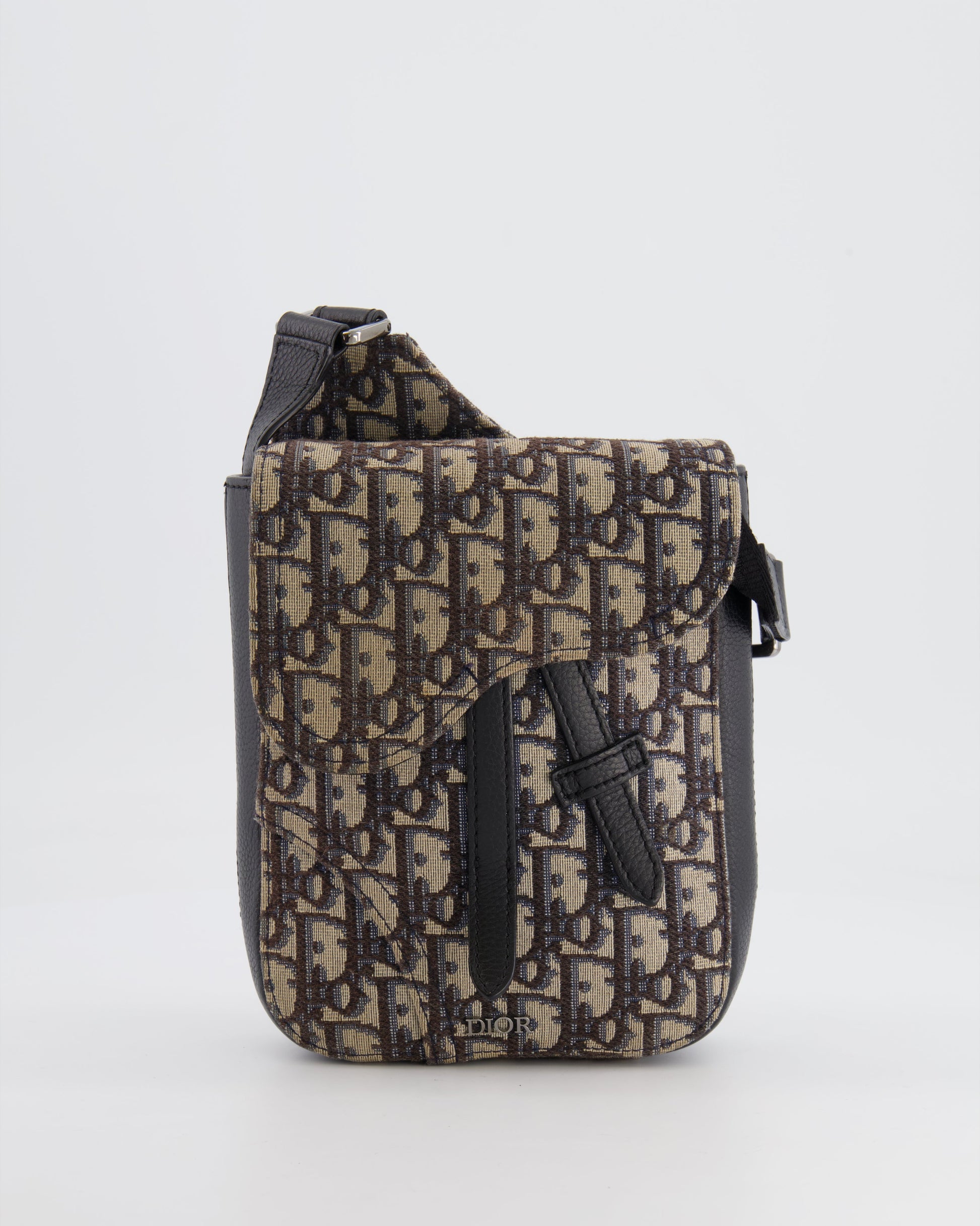 *FIRE PRICE* Christian Dior Black Dior Oblique Jacquard Vertical Saddle Pouch Bag RRP £1,500