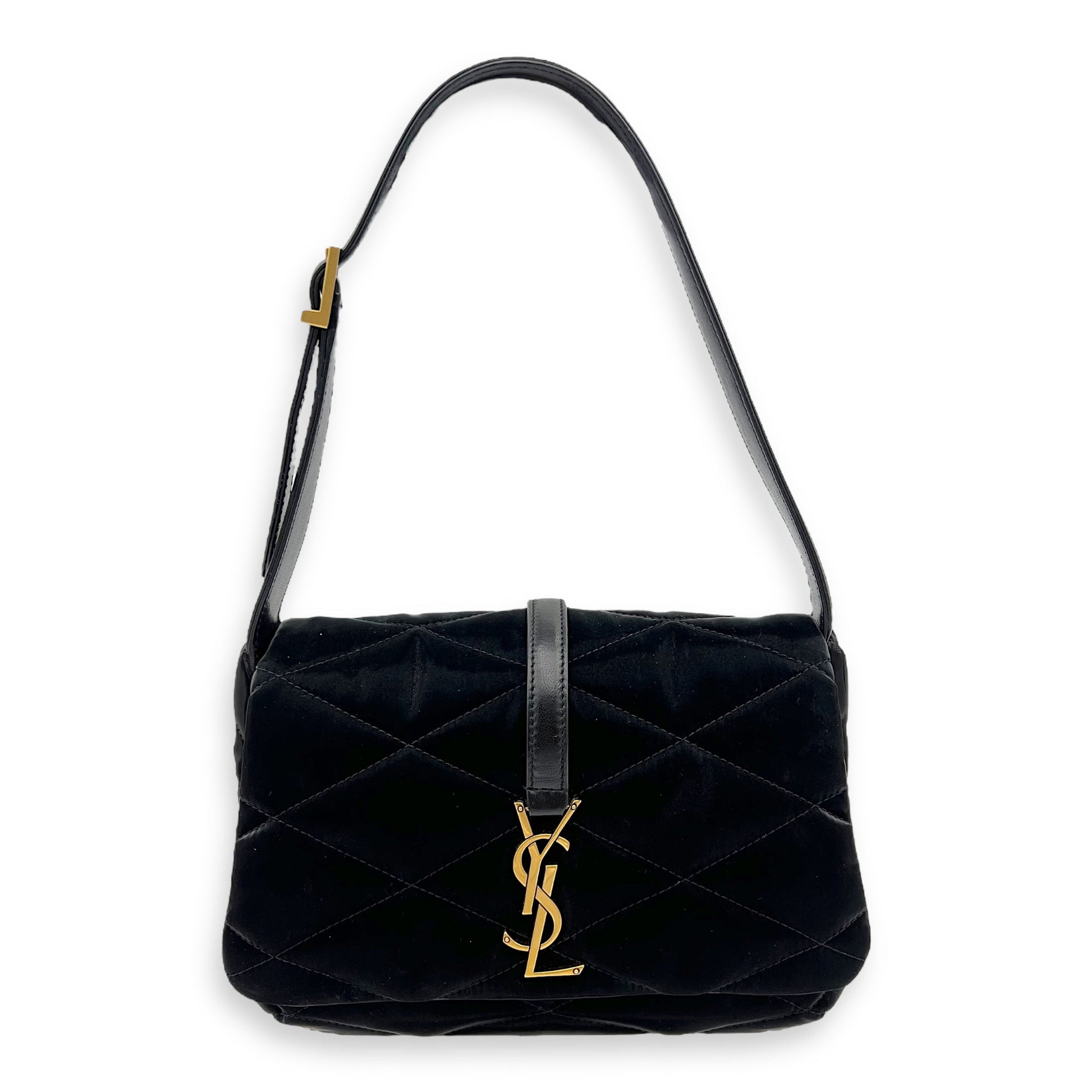 Saint Laurent Le 57 Black Shoulder Bag in Satin, Gold hardware