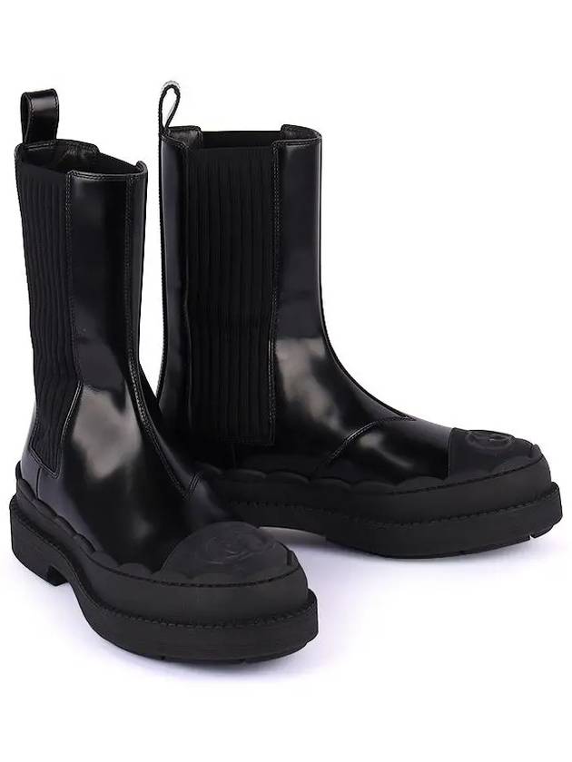 Gucci Interlocking G Leather Ankle Boots Black