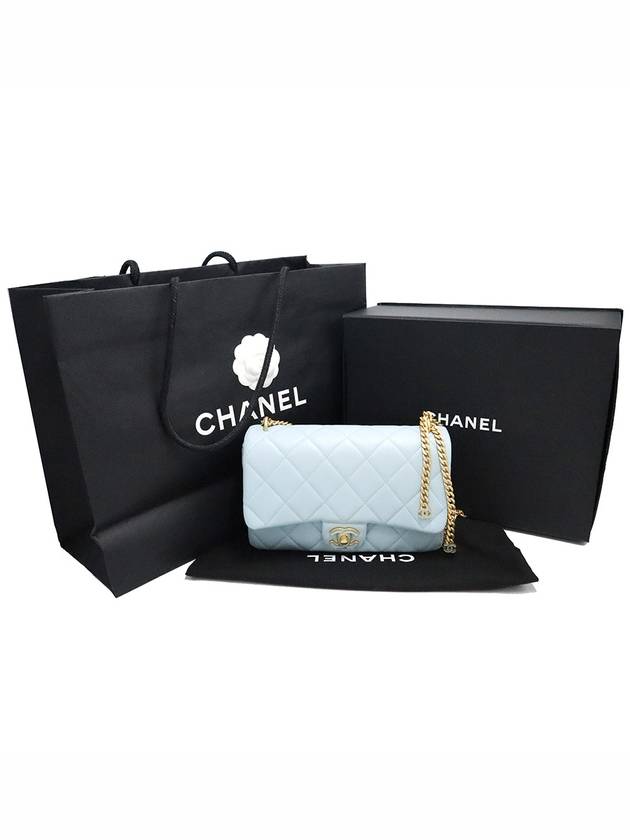 Chanel AS3114 Sky Blue Lambskin Gold Metal Mini Flap Petit Sac Chain Shoulder Bag