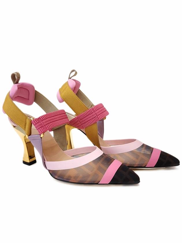 Fendi Colibri Mesh Slingback Heel Pink