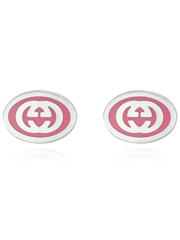 Gucci Interlocking G Sterling Enamel Earrings Silver Pink