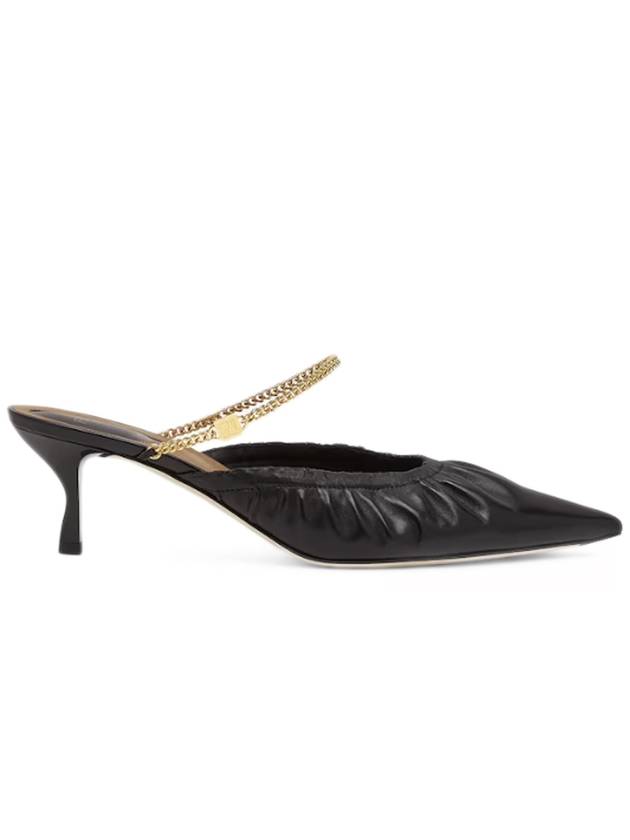 Fendi Colibri Lite Chain Ankle Strap Mule Heel Black