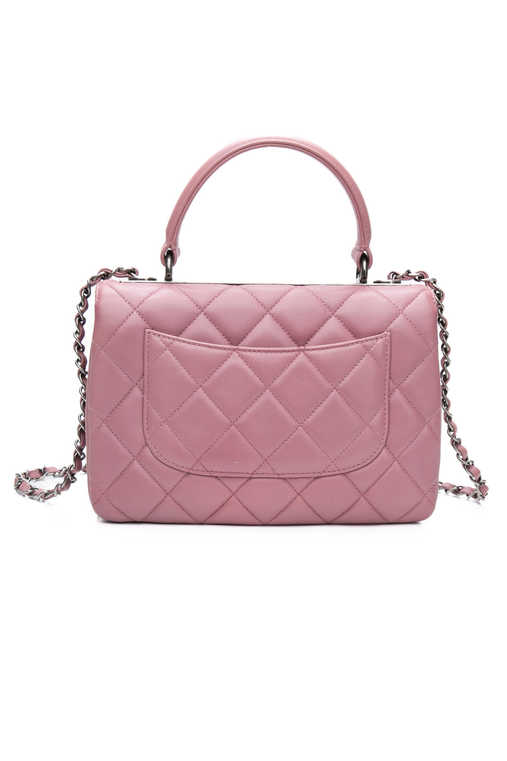 CHANEL Mauve Pink Lambskin Quilted Trendy CC Top Handle Flap Crossbody Bag