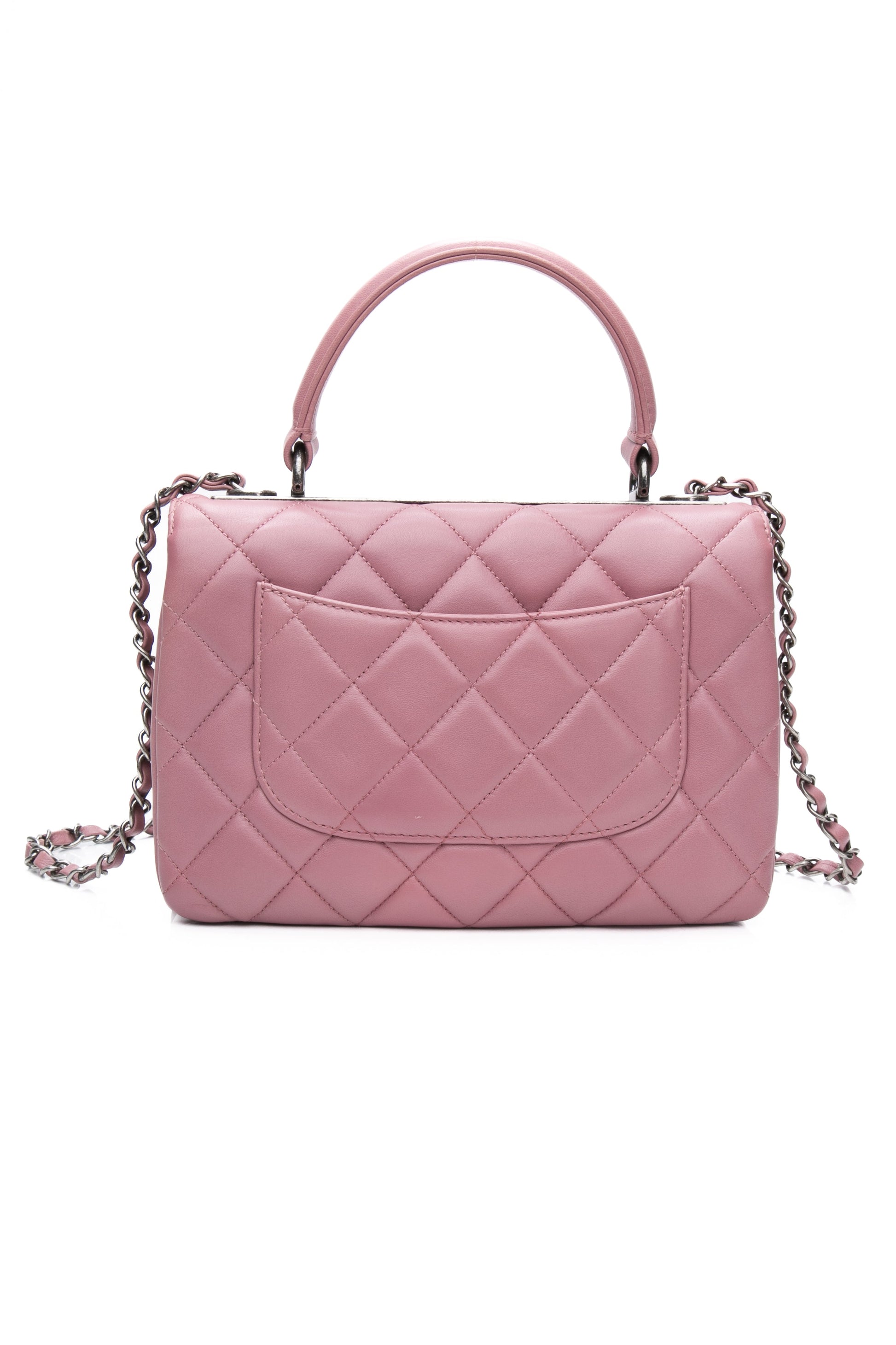 CHANEL Mauve Pink Lambskin Quilted Trendy CC Top Handle Flap Crossbody Bag