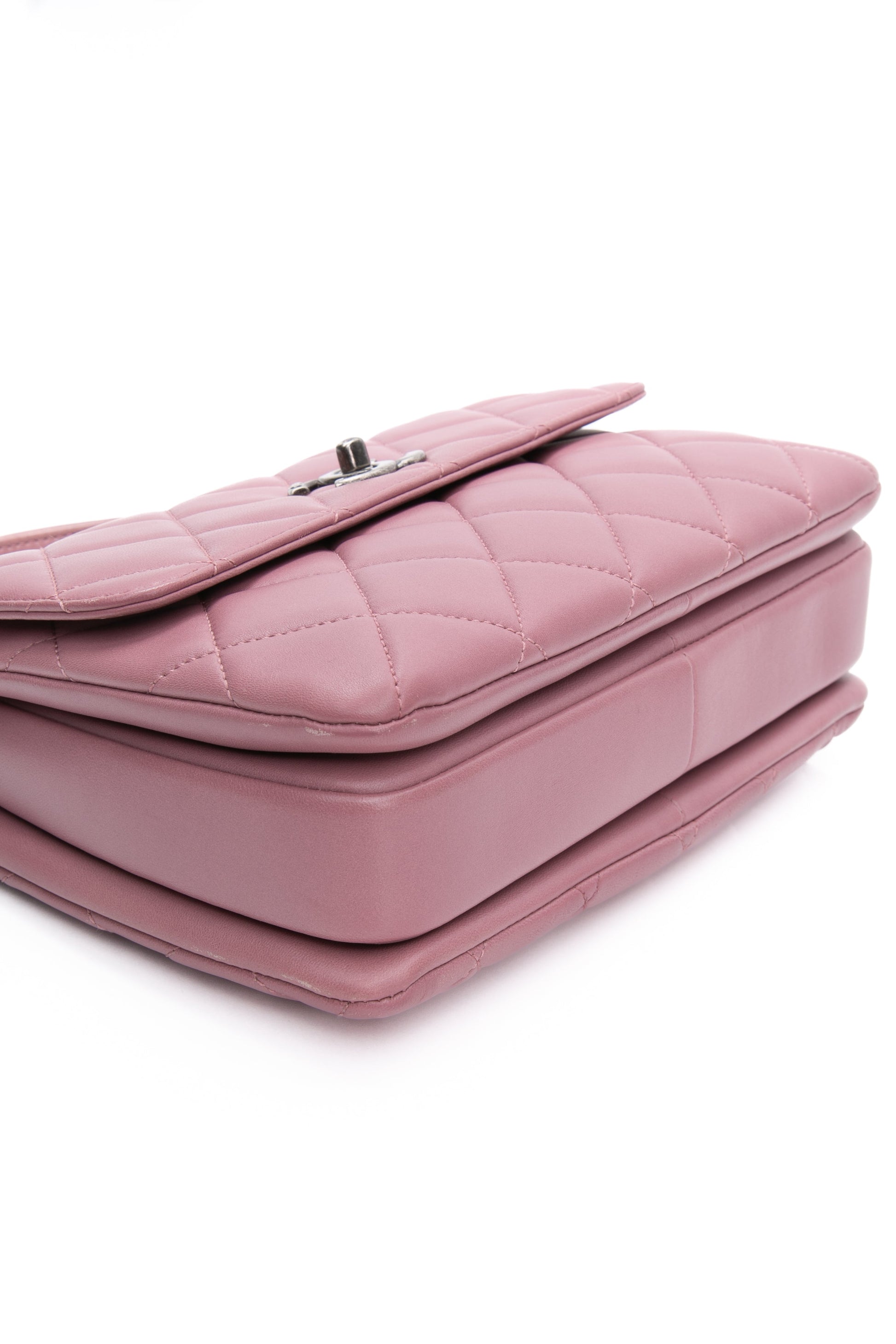 CHANEL Mauve Pink Lambskin Quilted Trendy CC Top Handle Flap Crossbody Bag