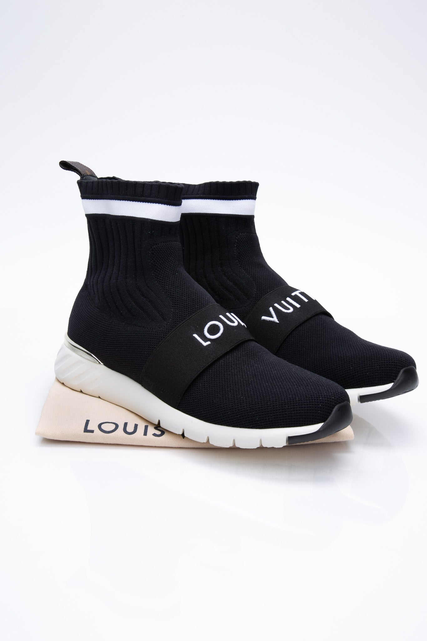 LOUIS VUITTON Monogram Stretch Fabric Aftergame Sneaker Boots 38.5