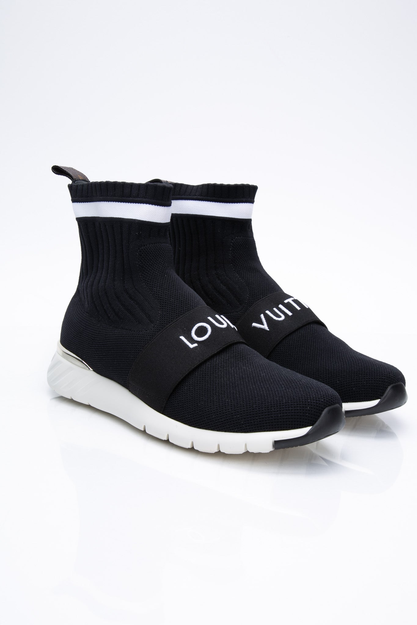 LOUIS VUITTON Monogram Stretch Fabric Aftergame Sneaker Boots 38.5