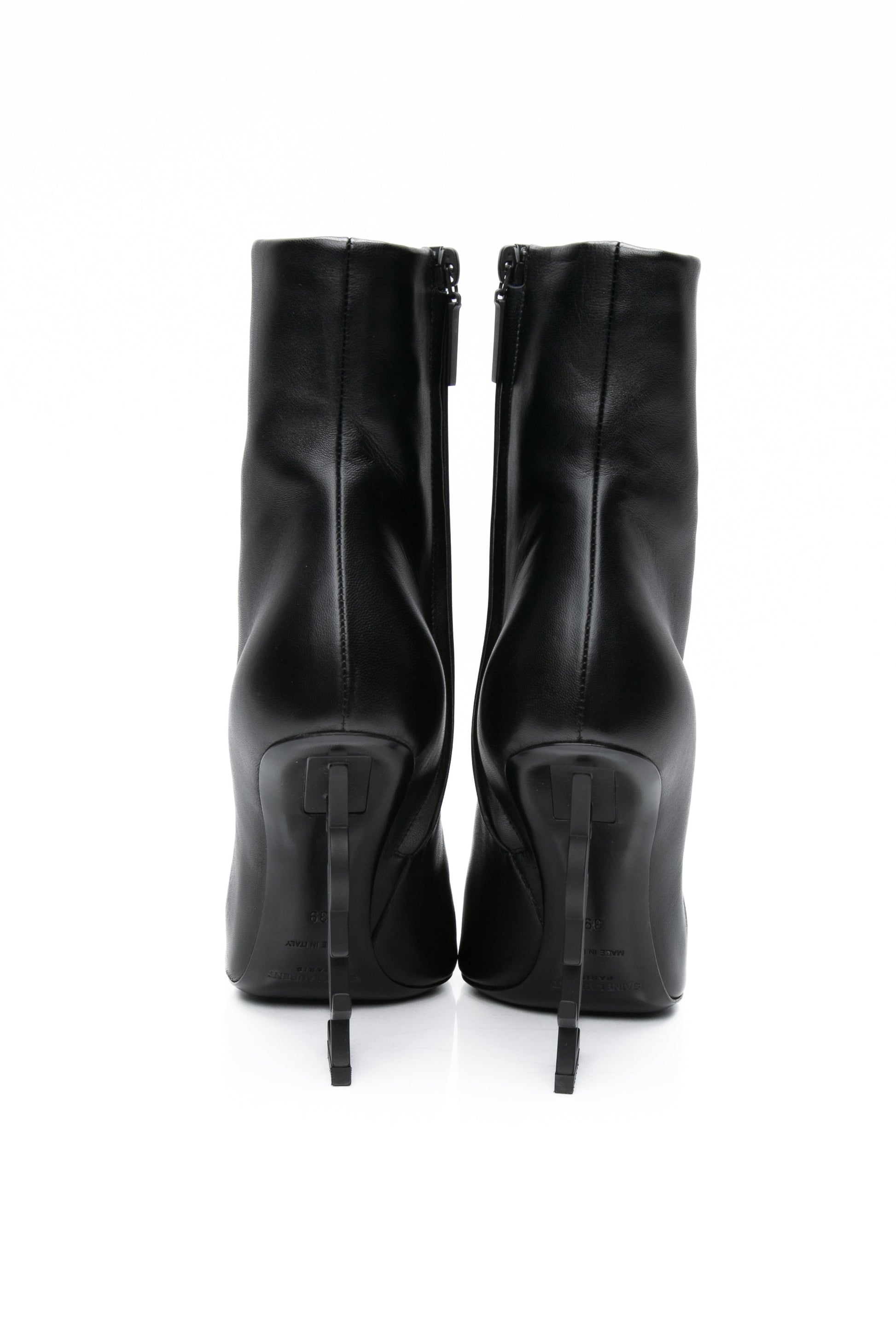 SAINT LAURENT Black Opyum Leather Booties 39