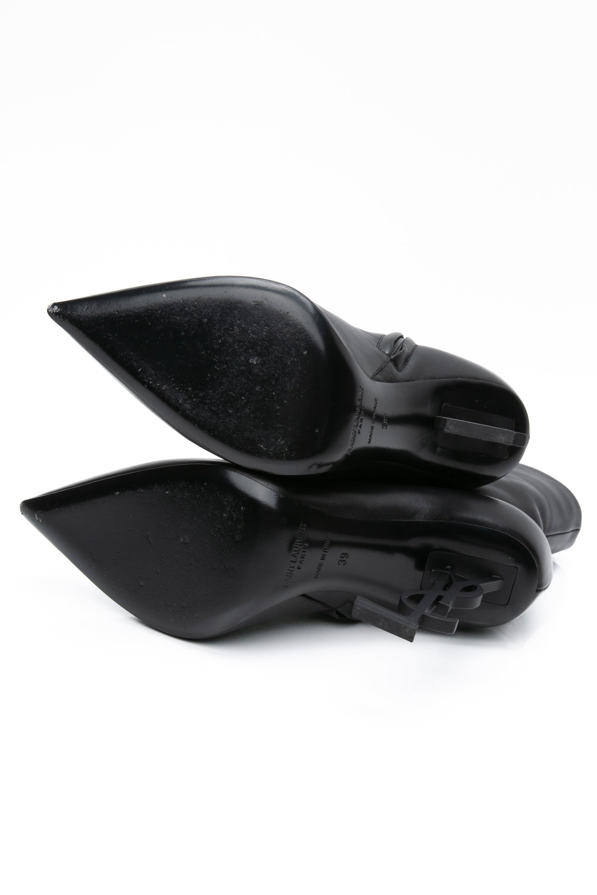 SAINT LAURENT Black Opyum Leather Booties 39