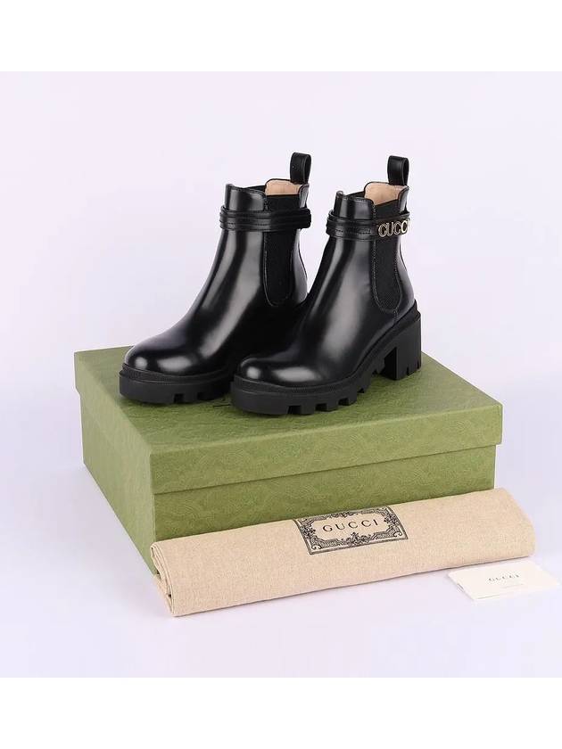 Gucci Lettering Logo Leather Chelsea Boots Black