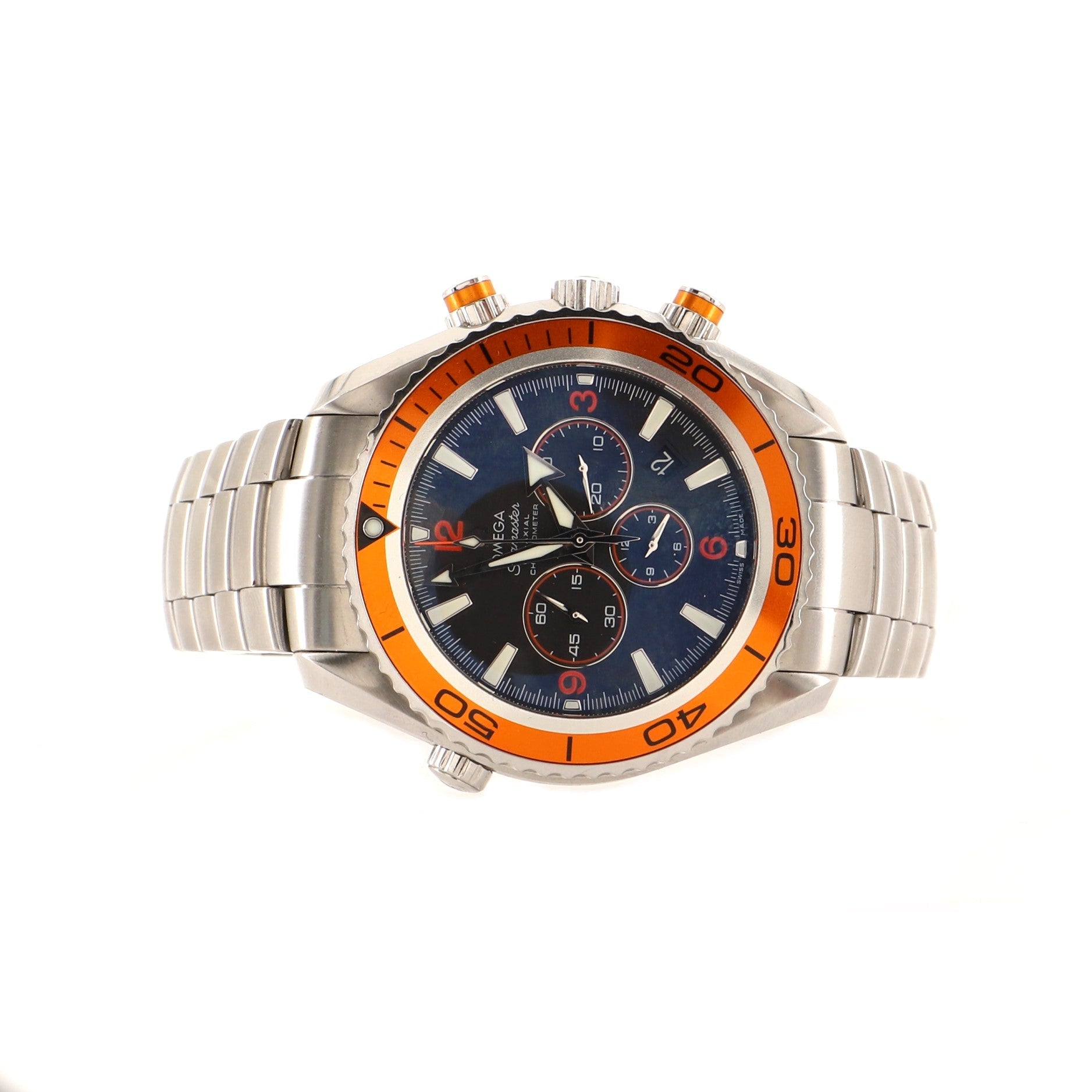 Omega Seamaster Planet Ocean 600M Co-Axial Chronometer Chronograph Automatic Watch Stainless Steel 45