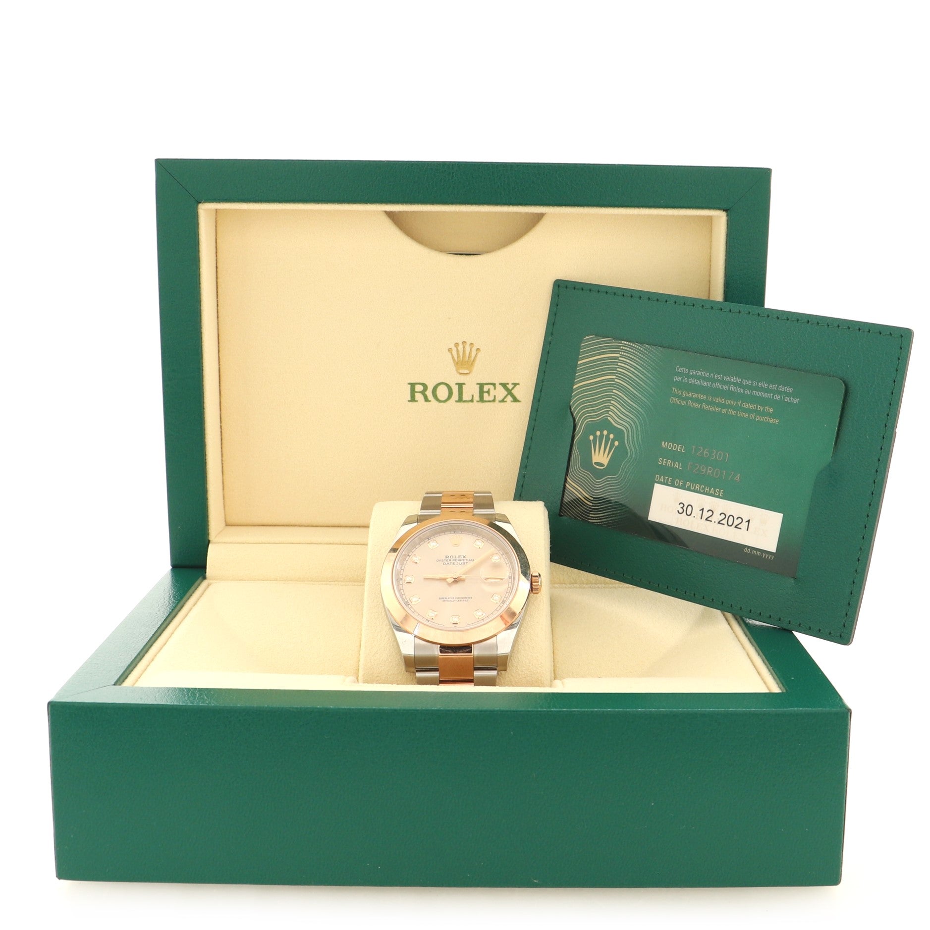 Rolex Oyster Perpetual Datejust Automatic Watch Stainless Steel and Rose Gold with Diamond Markers 41