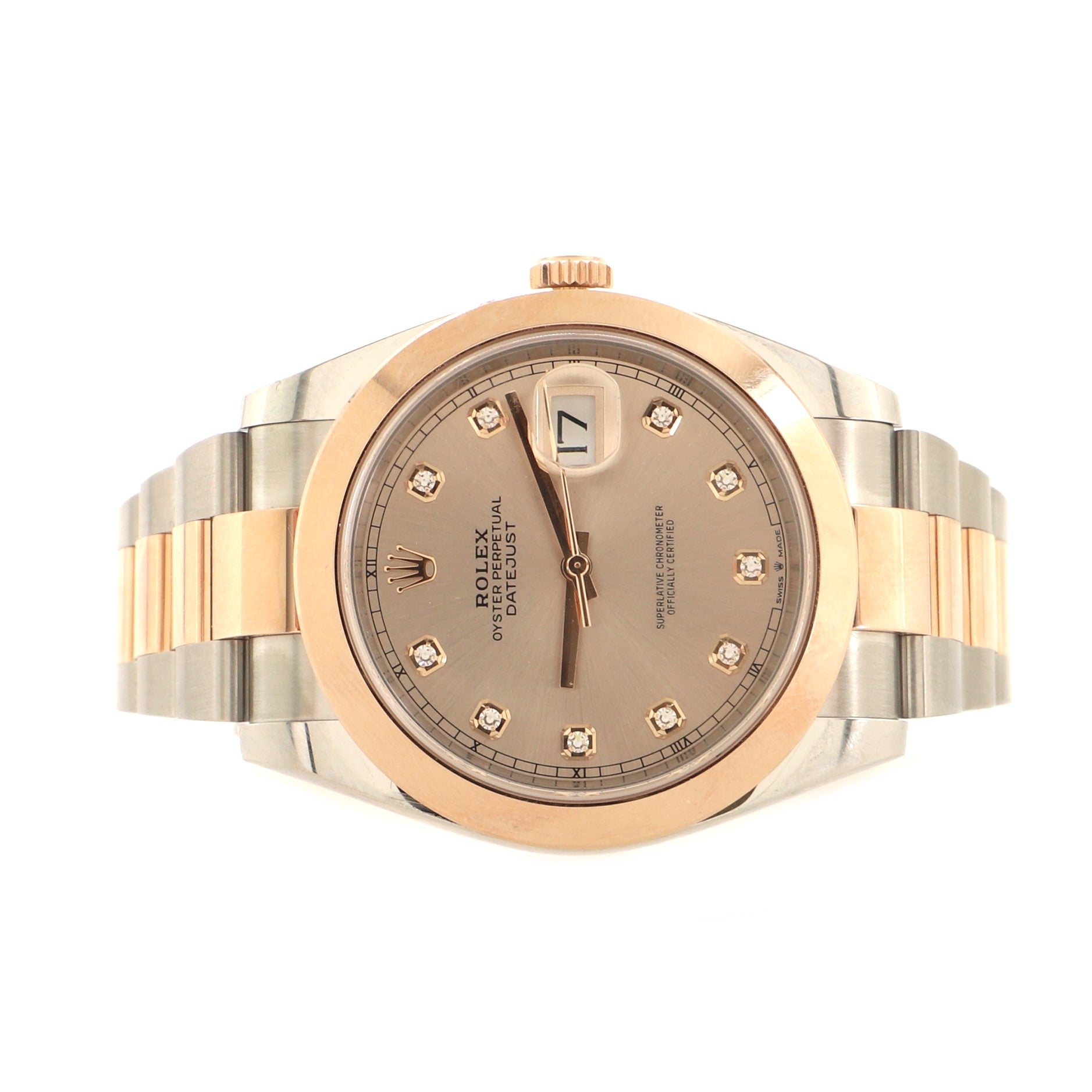 Rolex Oyster Perpetual Datejust Automatic Watch Stainless Steel and Rose Gold with Diamond Markers 41