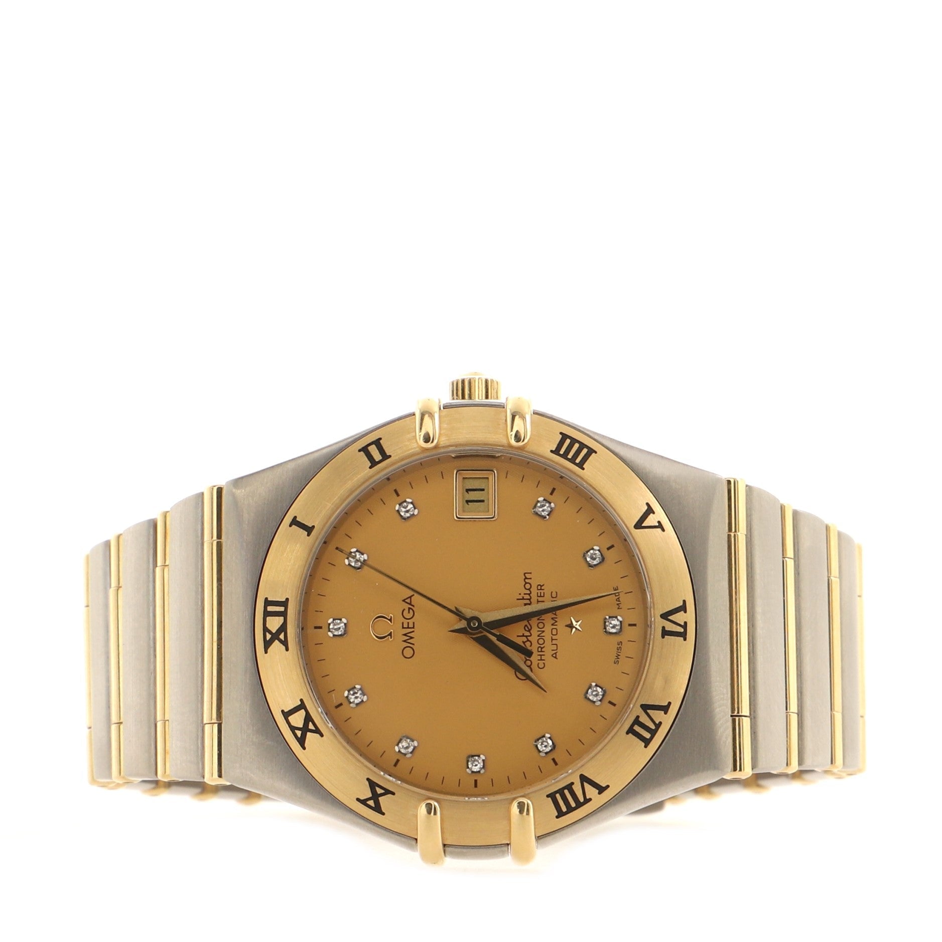 Omega Constellation 95 Chronometer Automatic Watch Stainless Steel and Yellow Gold with Diamond Markers 35