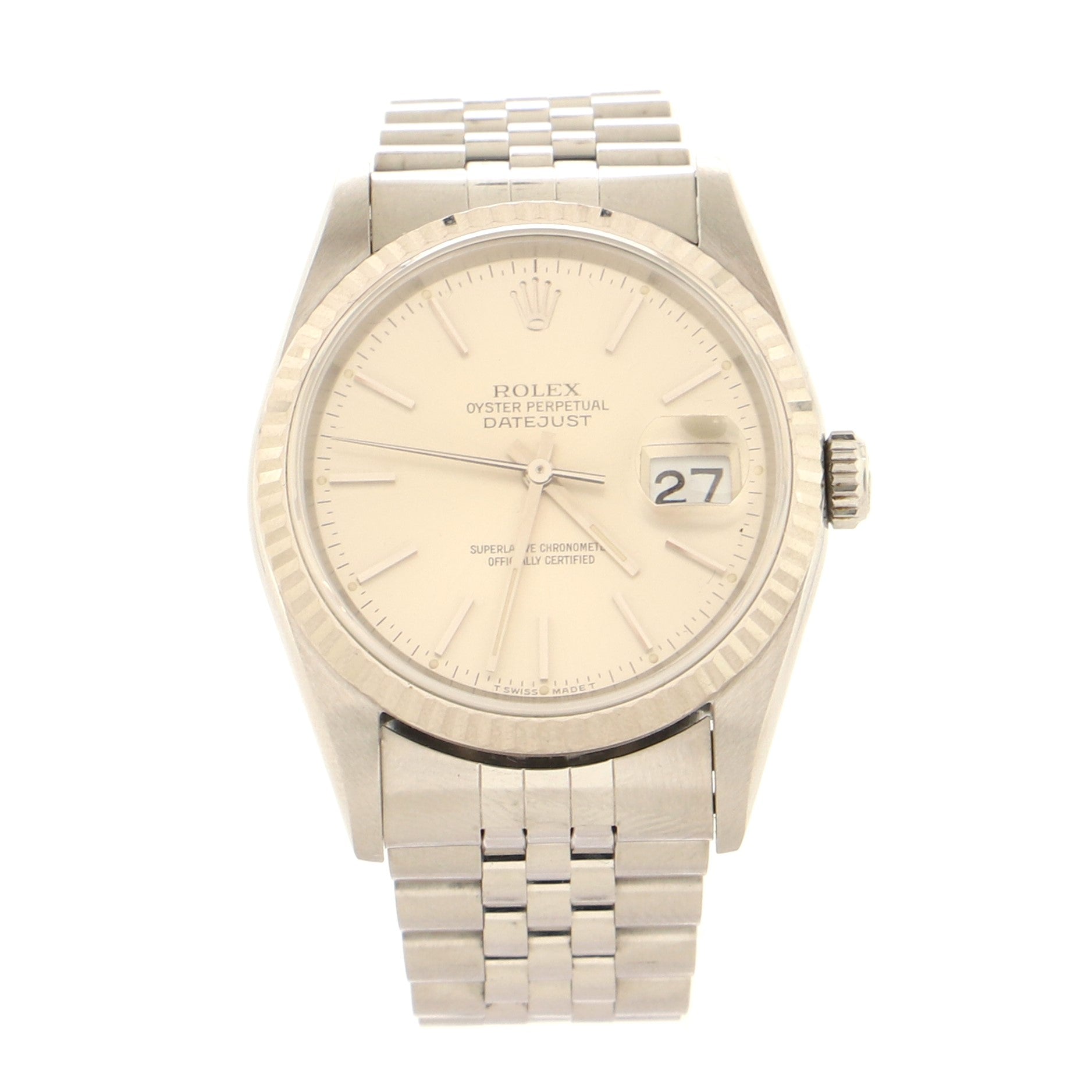 Rolex Oyster Perpetual Datejust Automatic Watch Stainless Steel and White Gold 36