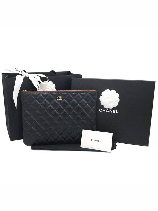 Chanel A82545 Black Caviar Gold Classic New Medium Clutch No 29