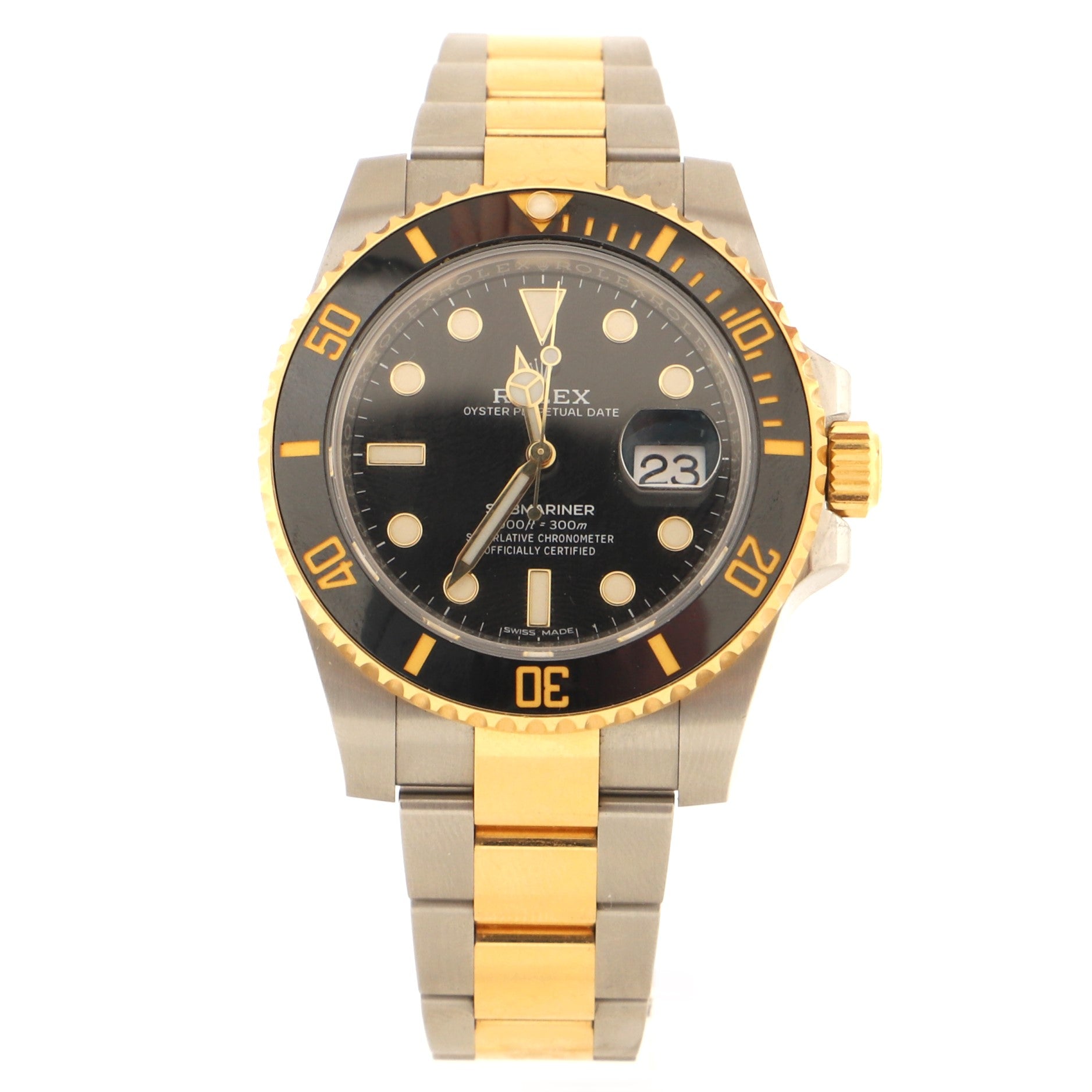 Rolex Oyster Perpetual Submariner Date Automatic Watch Stainless Steel and Cerachrom with Yellow Gold 40