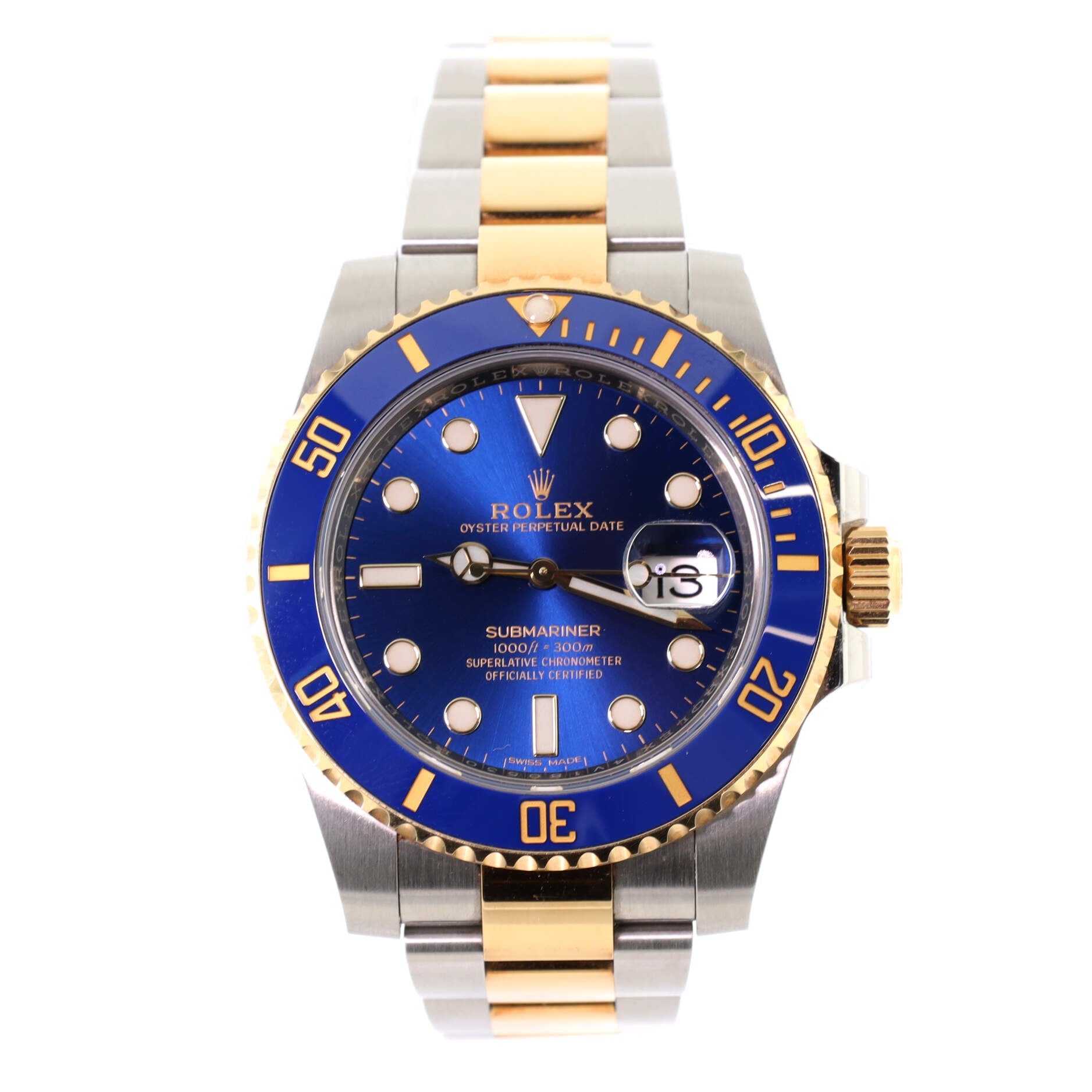 Rolex Rolex Oyster Perpetual Submariner Bluesy Date Automatic Watch Stainless Steel and Cerachrom with Yellow Gold 40