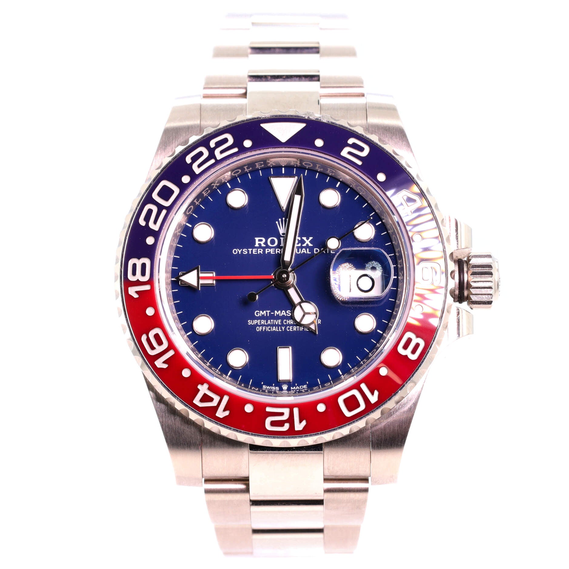 Rolex Oyster Perpetual Date GMT-Master II Pepsi Automatic Watch White Gold and Cerachrom 40
