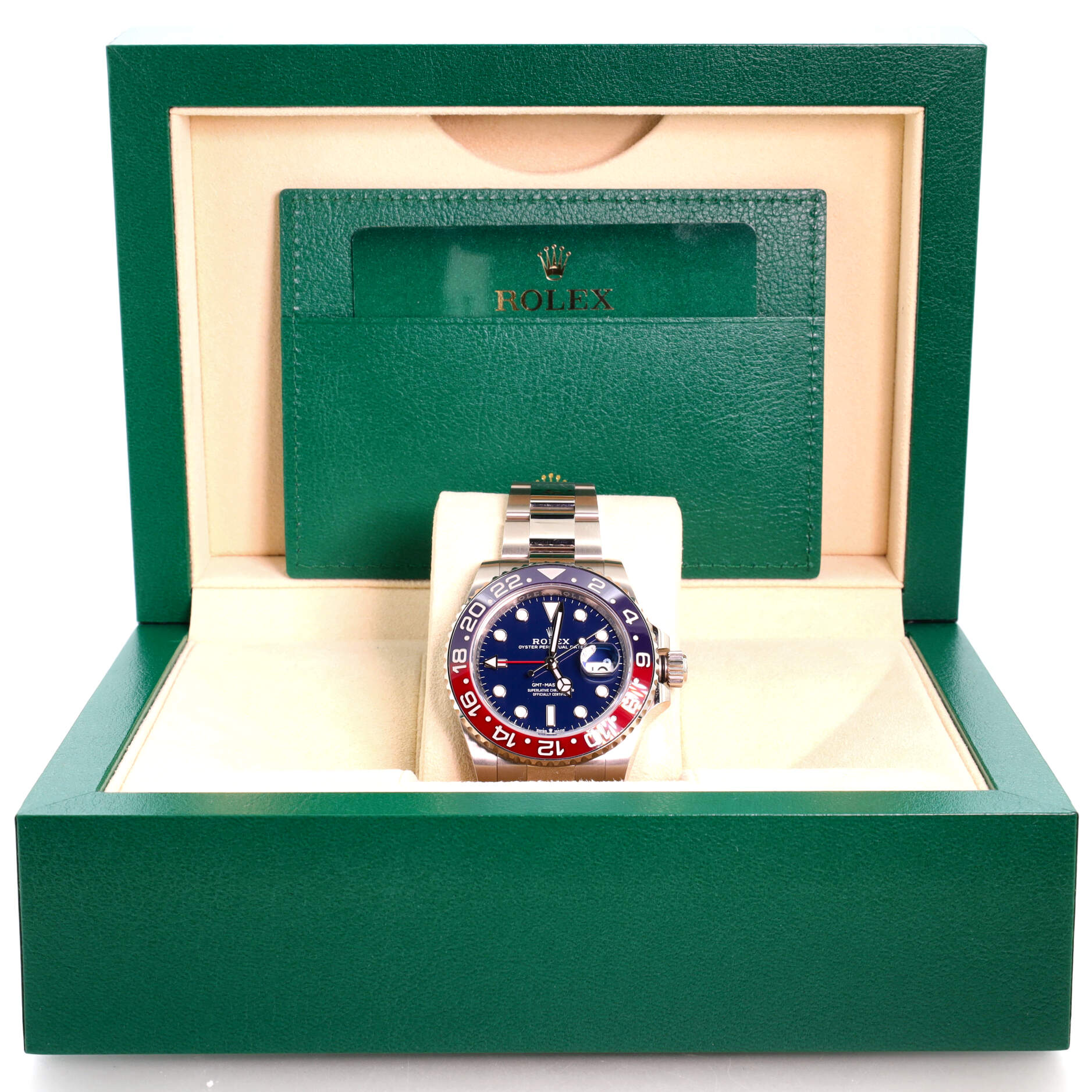 Rolex Oyster Perpetual Date GMT-Master II Pepsi Automatic Watch White Gold and Cerachrom 40