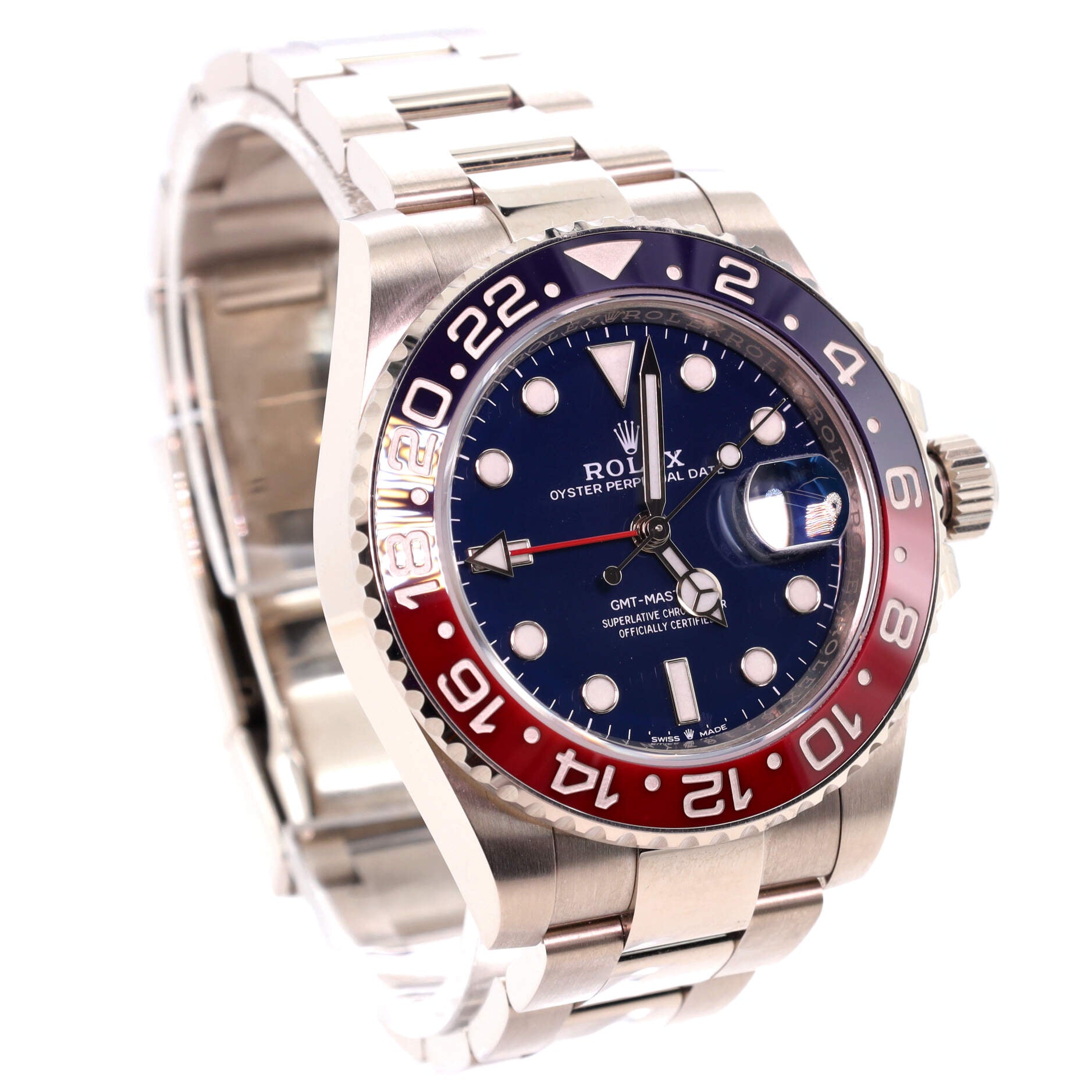 Rolex Oyster Perpetual Date GMT-Master II Pepsi Automatic Watch White Gold and Cerachrom 40