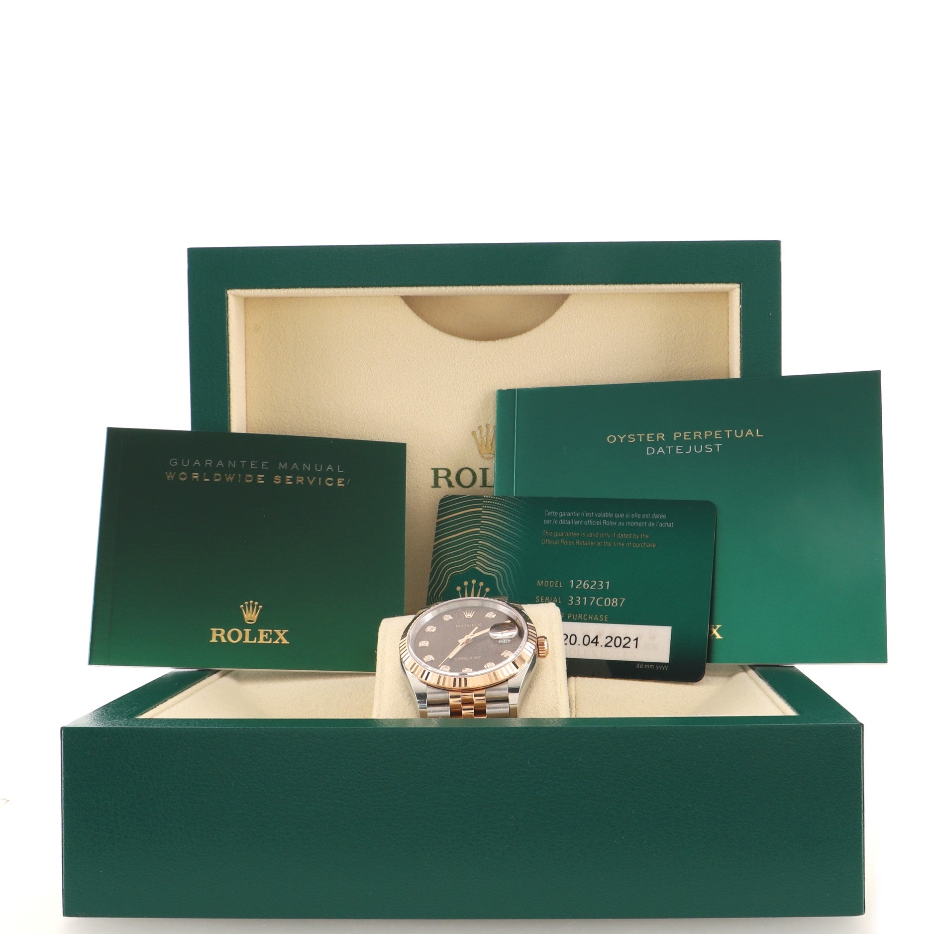 Rolex Oyster Perpetual Datejust Automatic Watch Stainless Steel and Rose Gold with Diamond Markers 36
