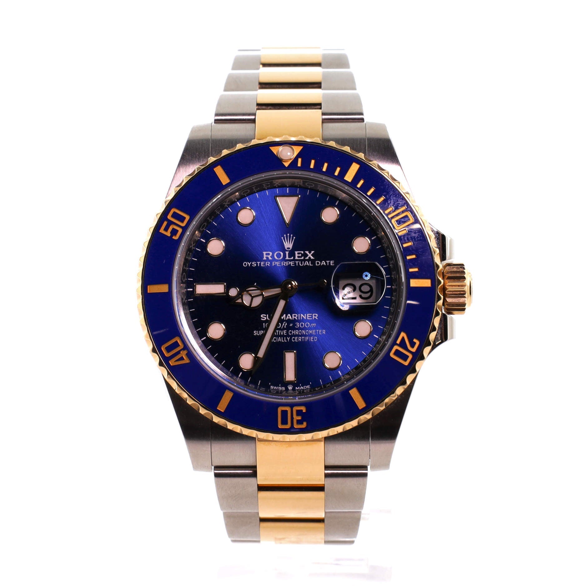 Rolex Oyster Perpetual Submariner Bluesy Date Automatic Watch Stainless Steel and Cerachrom with Yellow Gold 41