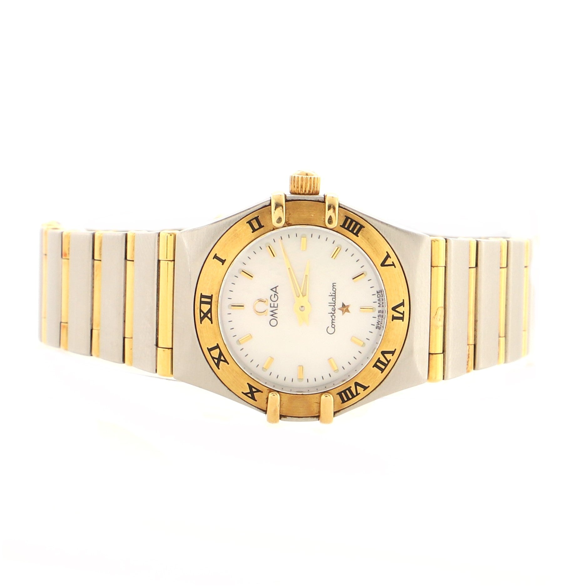 Omega Constellation Quartz Watch Stainless Steel and Yellow Gold with Mother of Pearl 22