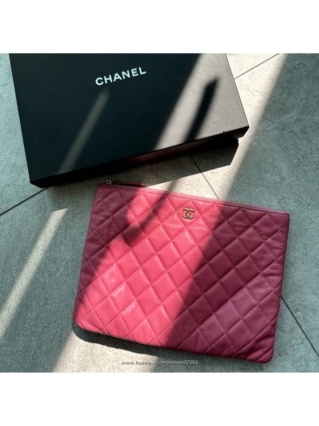Chanel Women s Classic Caviar Gold Clutch Bag Medium Pink