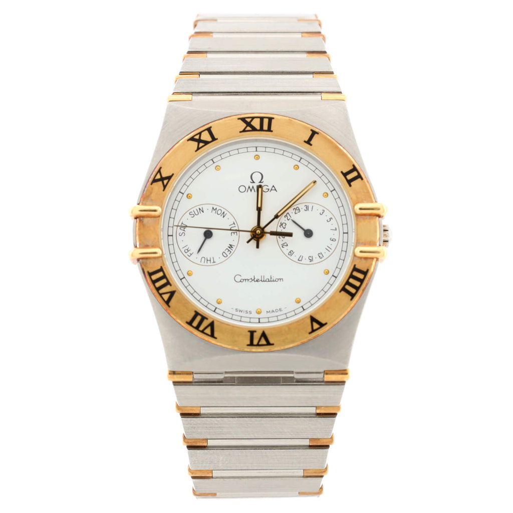 Omega Constellation Day Date Quartz Watch Stainless Steel and Yellow Gold 33