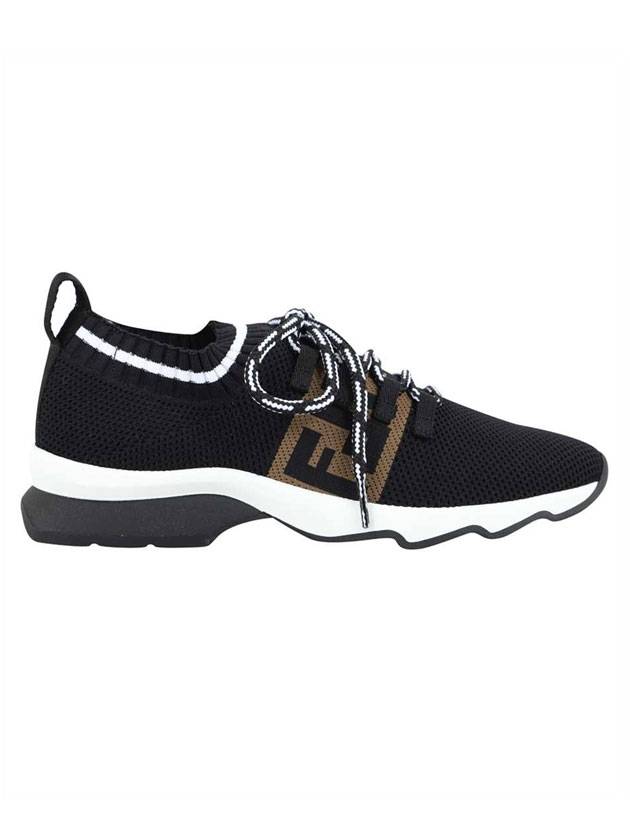Fendi FF Logo Striped Knit Low Top Sneakers Black
