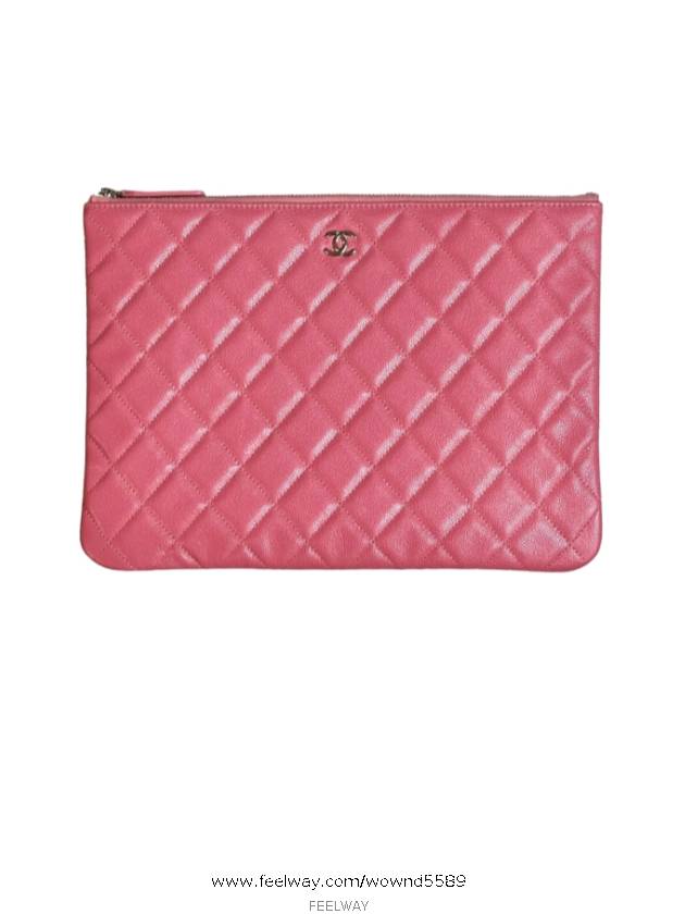 Chanel Women s Classic Caviar Gold Clutch Bag Medium Pink