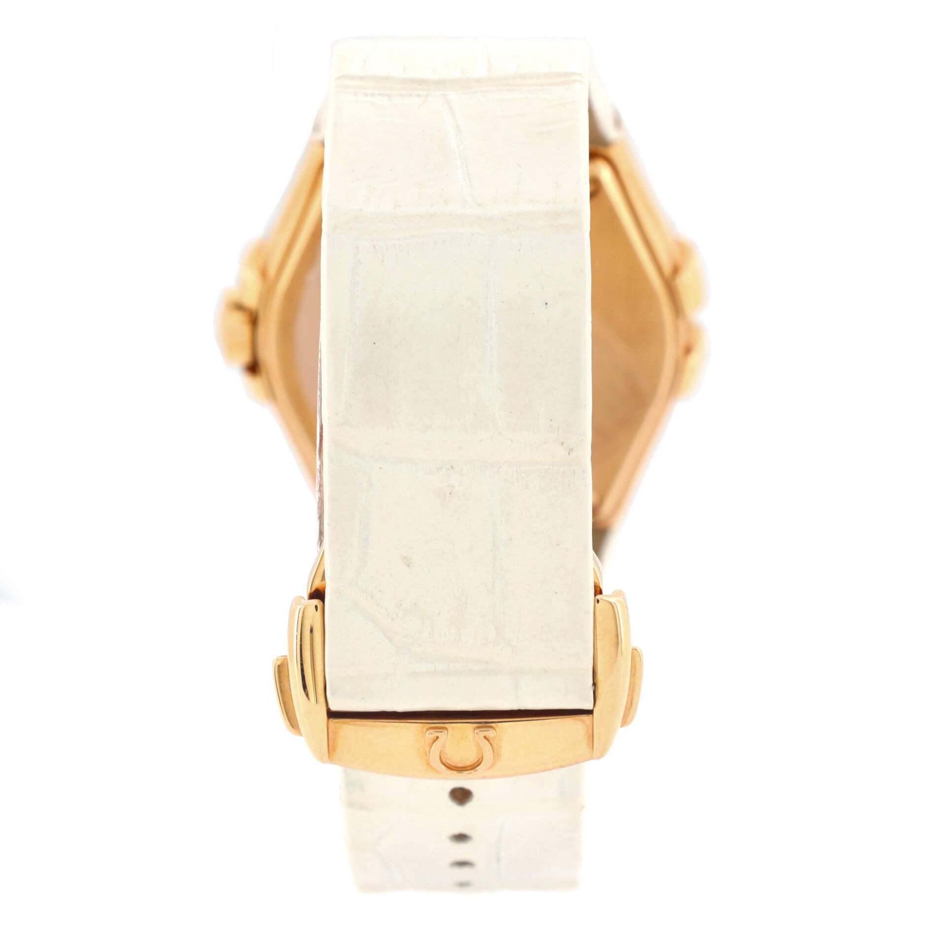 Omega Constellation Quartz Watch Rose Gold and Alligator with Diamond Markers 35