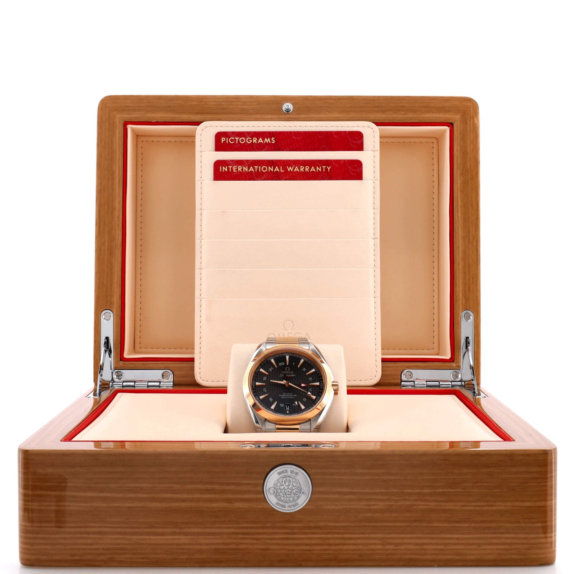 Omega Seamaster Aqua Terra 150M Co‑Axial Chronometer GMT Automatic Watch Stainless Steel and Rose Gold 43