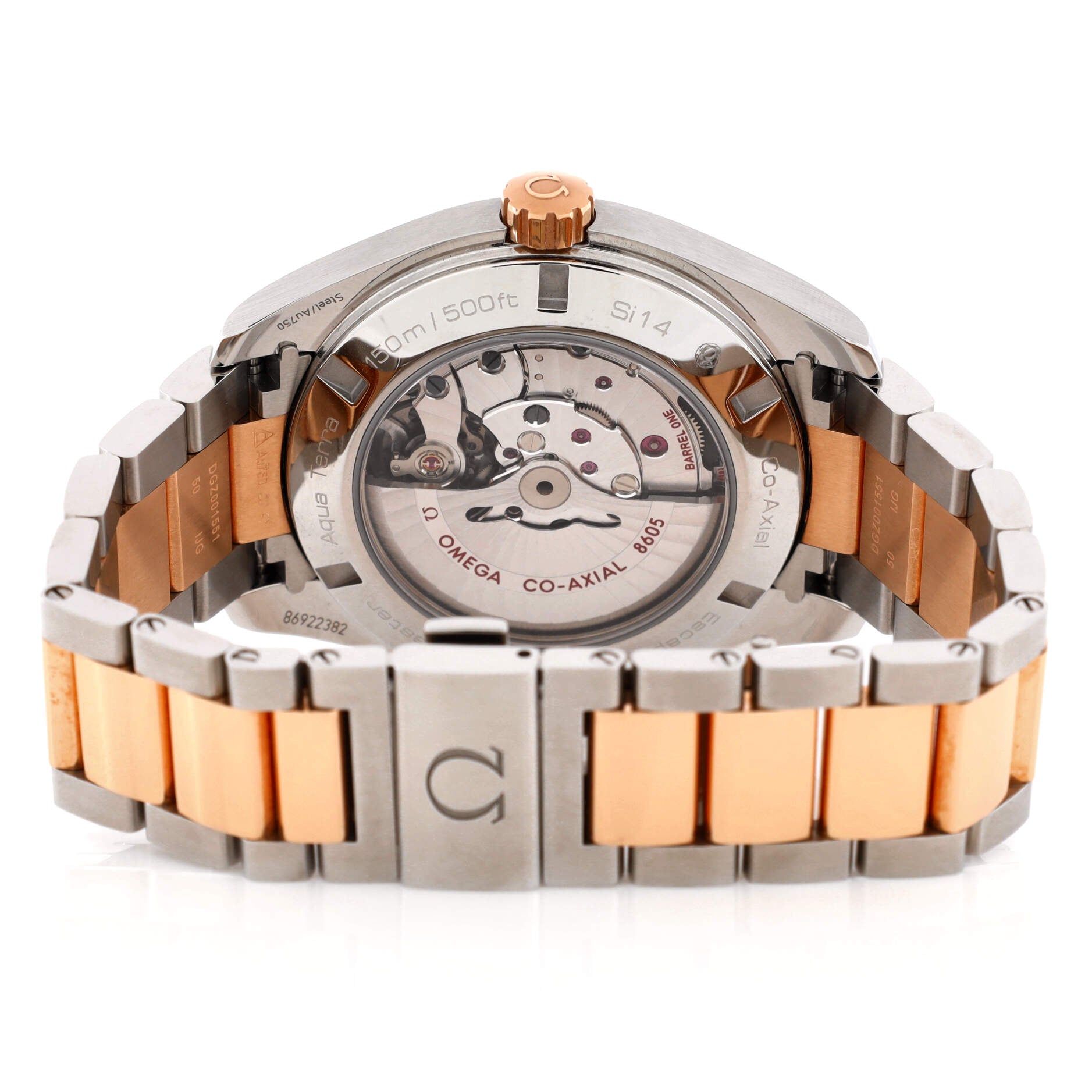 Omega Seamaster Aqua Terra 150M Co‑Axial Chronometer GMT Automatic Watch Stainless Steel and Rose Gold 43