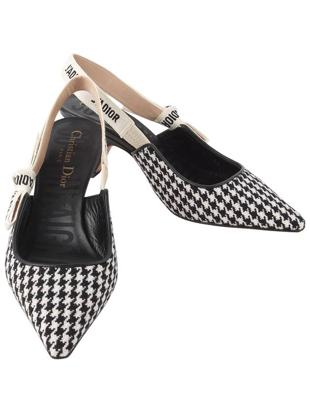 Christian Dior KCP555PLR Jar Houndstooth Pumps Heel Slingback Size 35 33814Y