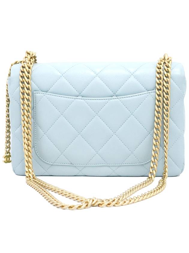 Chanel AS3114 Sky Blue Lambskin Gold Metal Mini Flap Petit Sac Chain Shoulder Bag