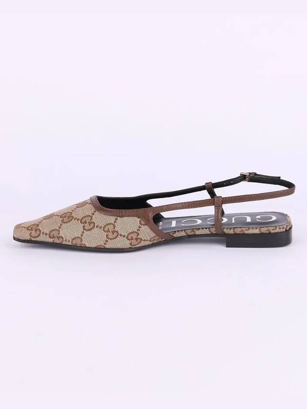 Gucci GG Supreme Slingback Flat Shoes Beige