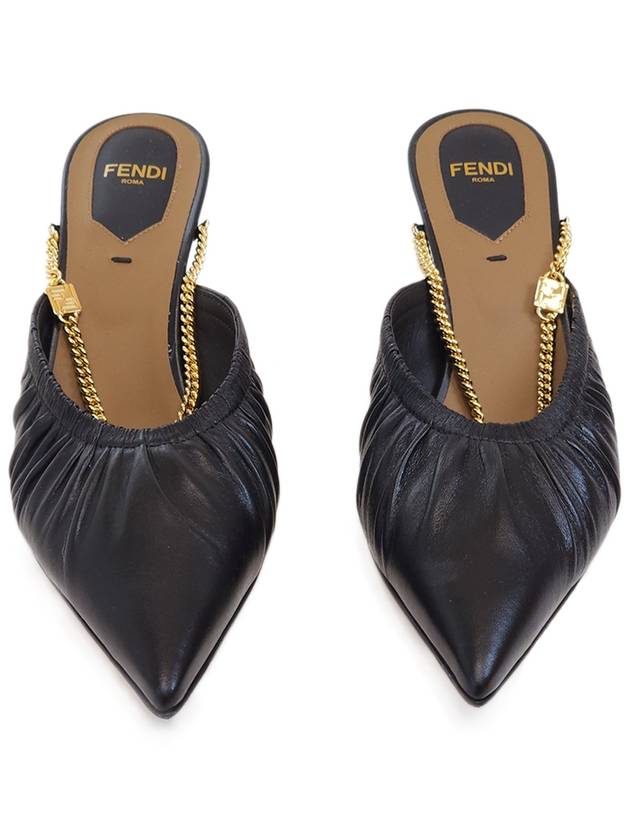 Fendi Colibri Lite Chain Ankle Strap Mule Heel Black