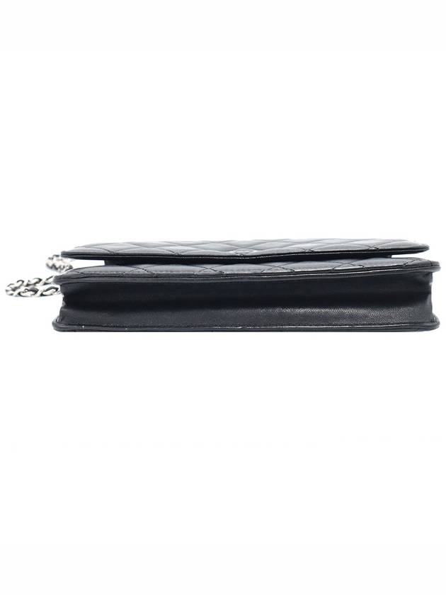 Chanel A33814 Black Lambskin Classic Silver Chain WOC Cross Bag 17th
