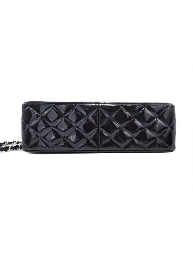 Chanel A58600 Black Patent Silver Classic Jumbo Chain Shoulder Bag 18th