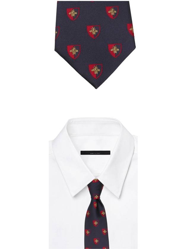 Gucci Bee Logo Silk Tie Navy
