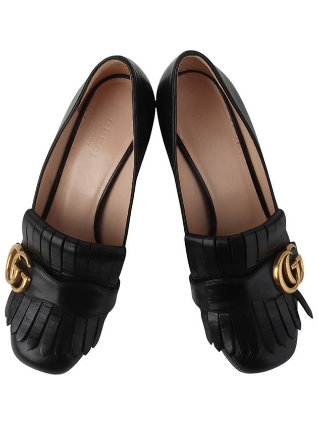 Gucci 408208 GG Gold Marmont Middle Heel Fringe Pumps Shoes 35 1 2 Size 33965Y